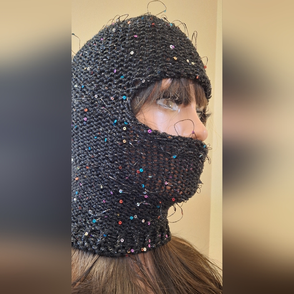 Black  Sequin Balaclava